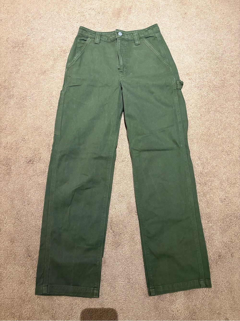 TNA Olive Green Wide-Leg Utility Jeans size 2